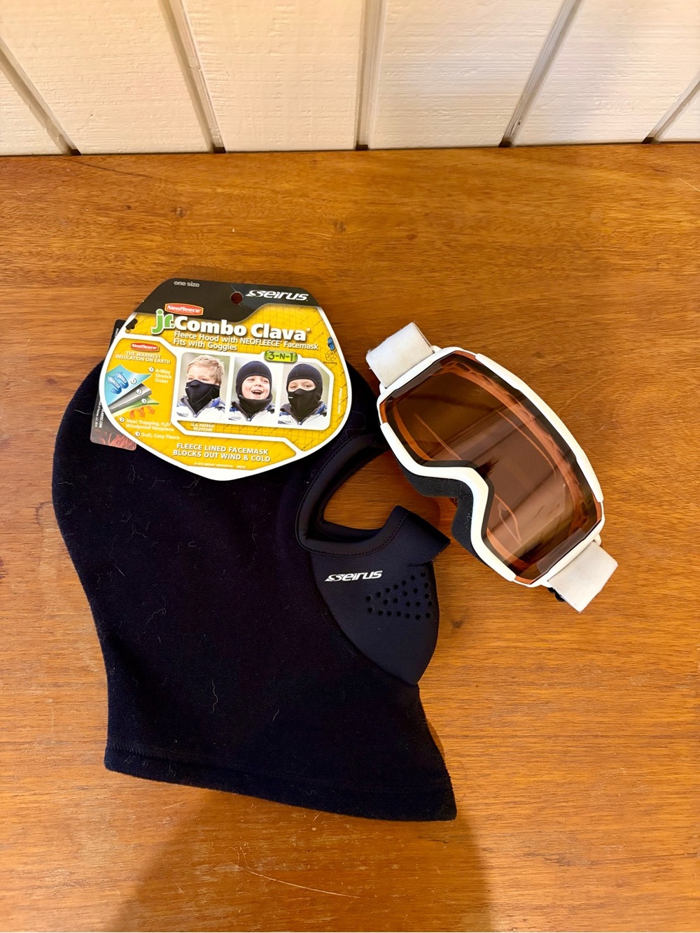 Kids Black Balaclava with White Goggles